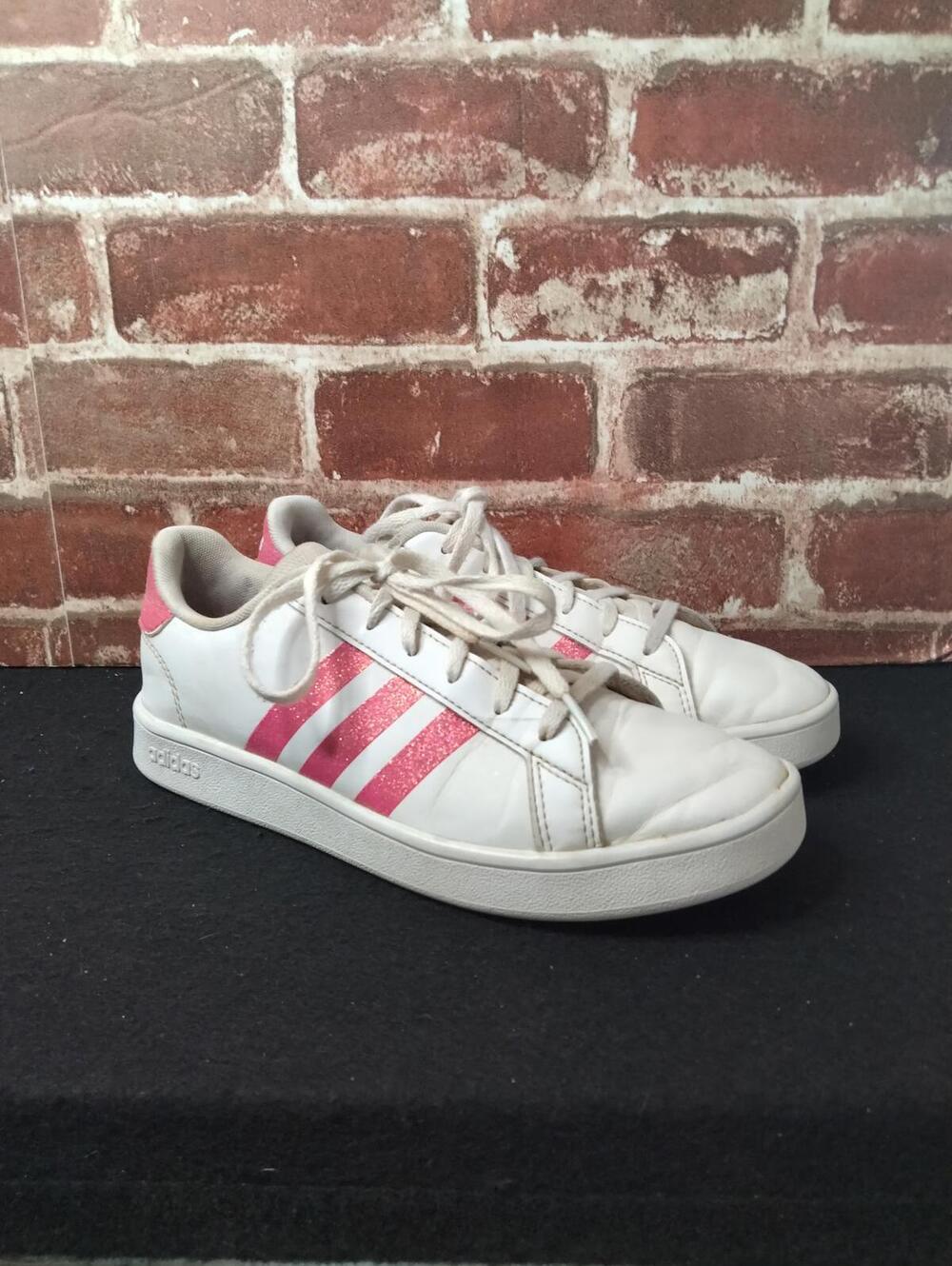 Adidas Grand Court Shoes Womens Size 4.5 2.0 White Pink Leather Sneakers